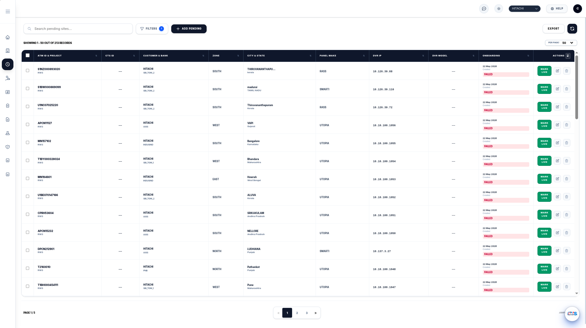 Pending Sites