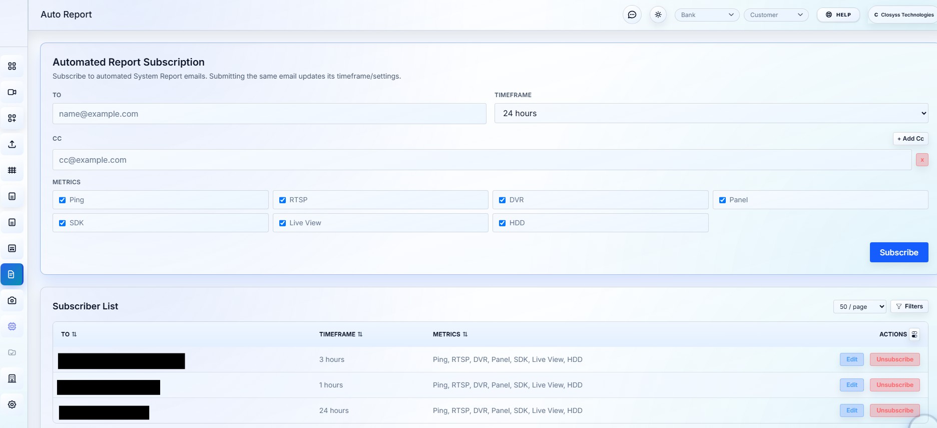 Report Subscriptions